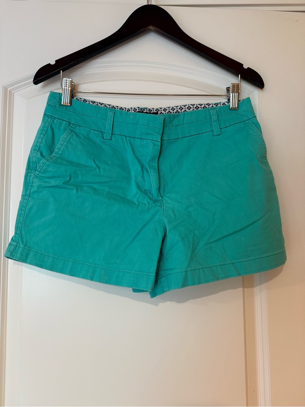 British Khaki Teal Casual Chino Shorts Size 6
